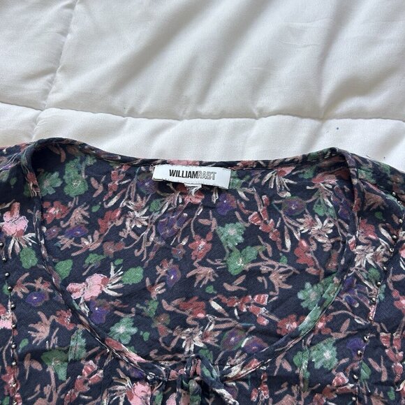 William Rast Blue Devondra Peasant A-line Dress Womens Floral Sleeveless - Picture 2 of 7